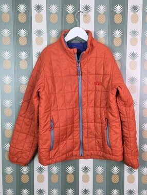 Stio Kids Orange Quilted Jacket with Blue Trim